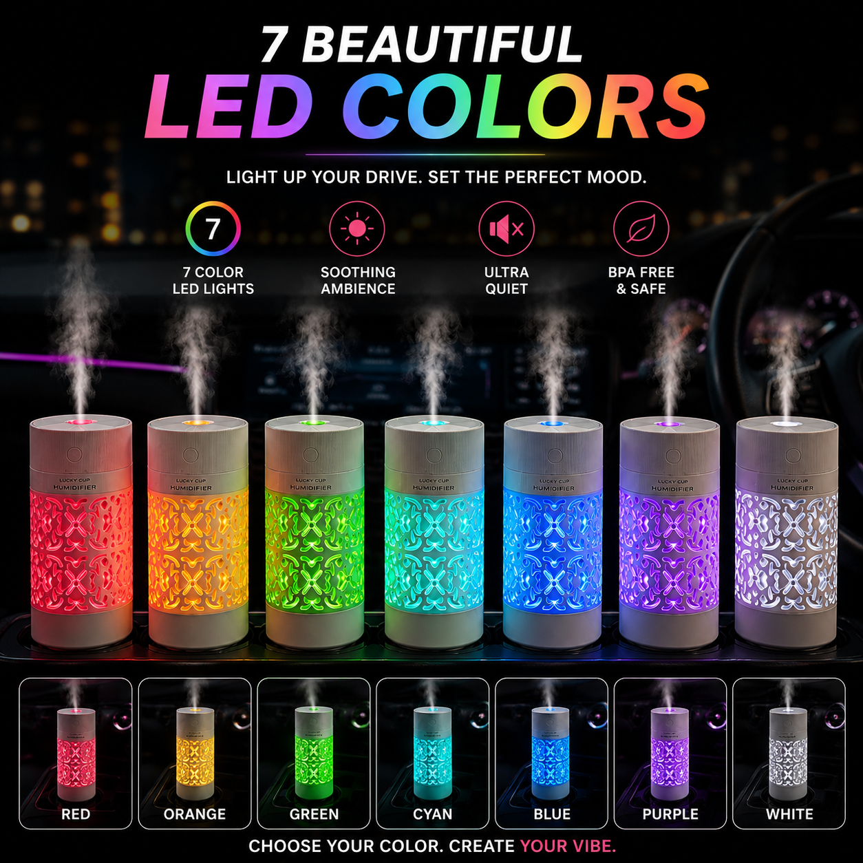 Aroma Diffuser & Humidifier|✨ 7 LED Ambient Light