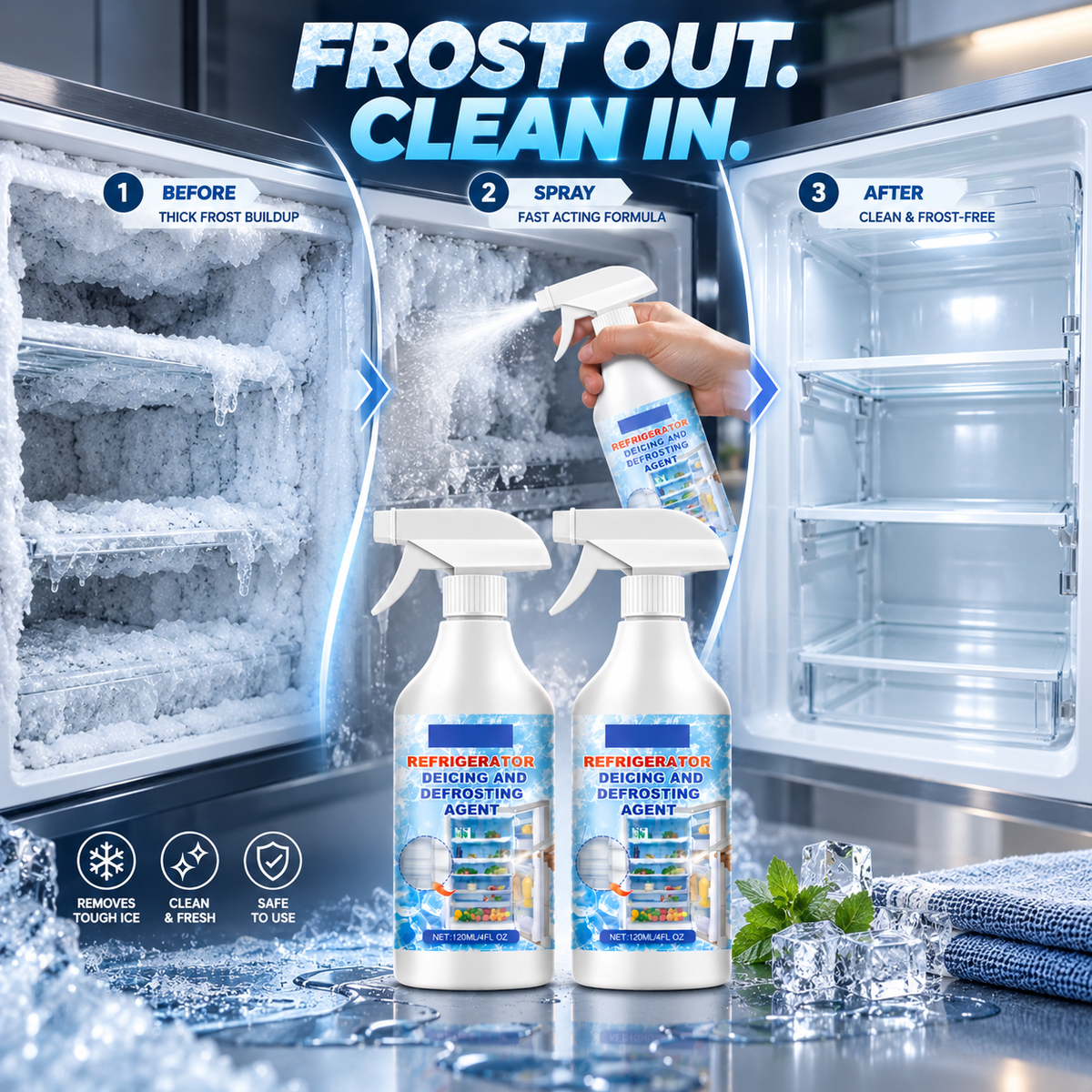 FrostAway™ – Quick Refrigerator Defrosting Spray | 120ml × 2
