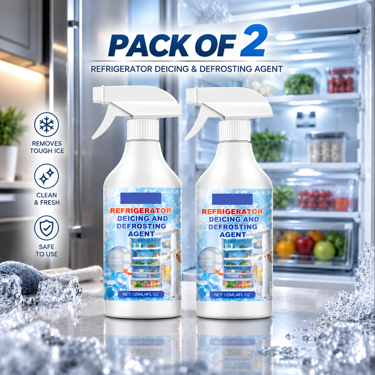 FrostAway™ – Quick Refrigerator Defrosting Spray | 120ml × 2