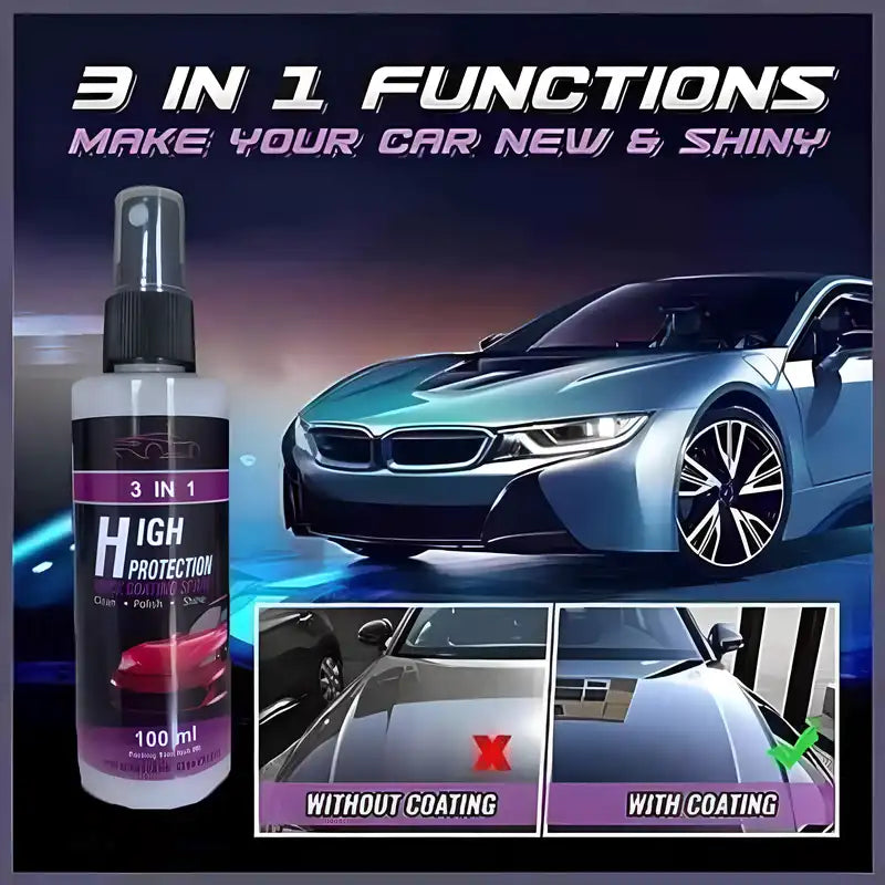 3 In 1 High Protection Quick Car Ceramic Coating Spray - Car Wax Polish Spray (Pack Of 2)
