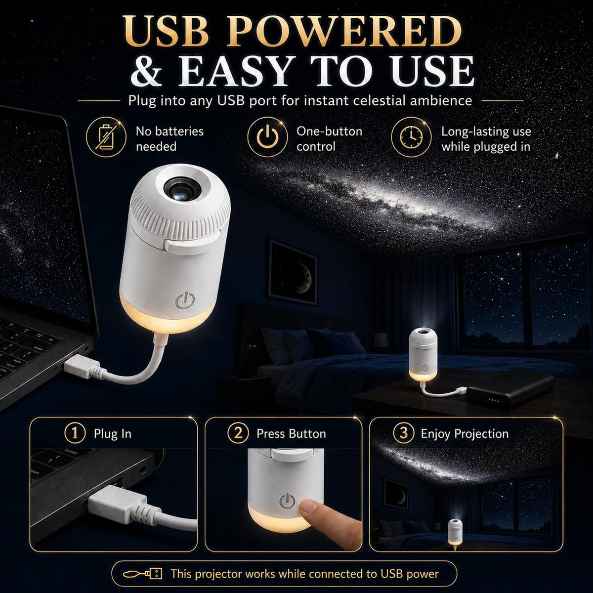 2-in-1 Galaxy Projector Night Light