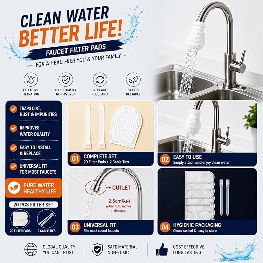 Water Filter Tap Cover Faucet Filter Cotton Bag (Pack of 20)